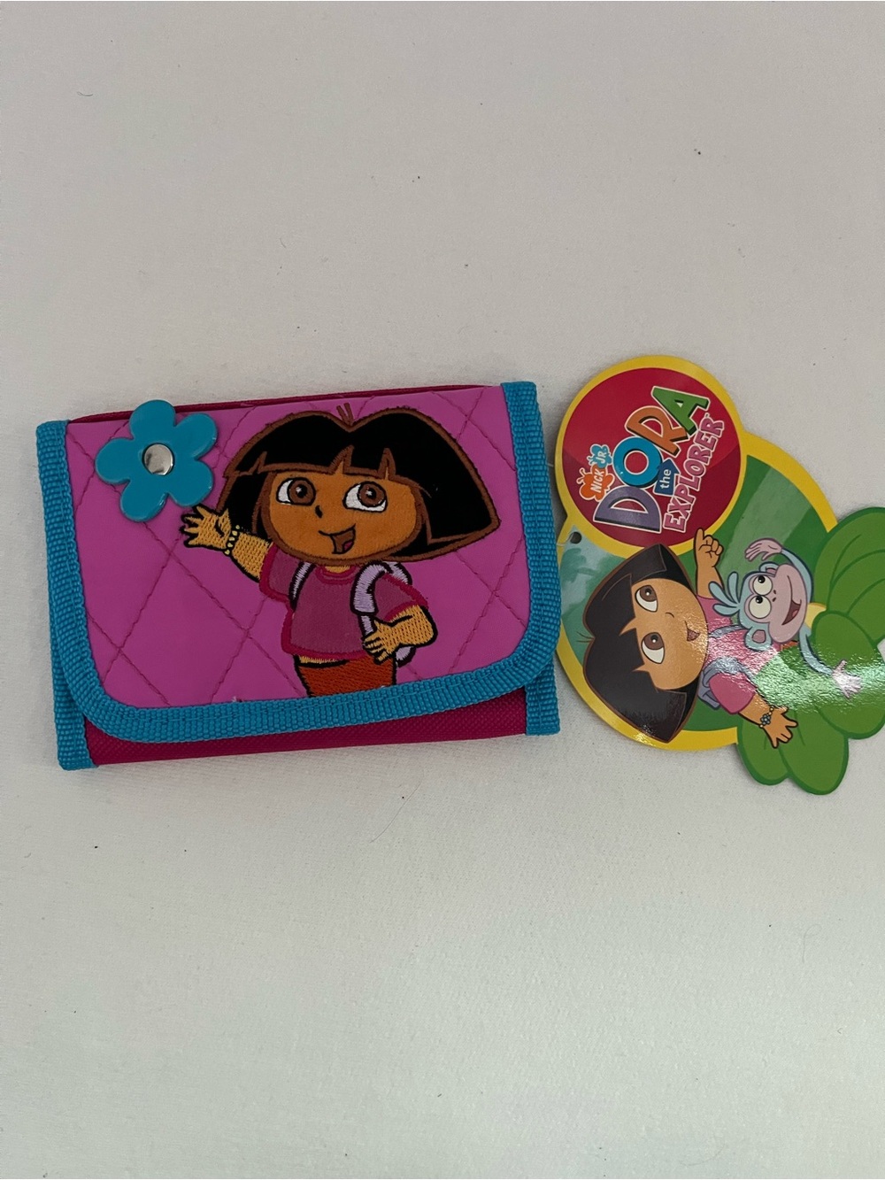 Vintage Dora the Explorer Kids Wallet with Blue Trim - Y2K Deadstock